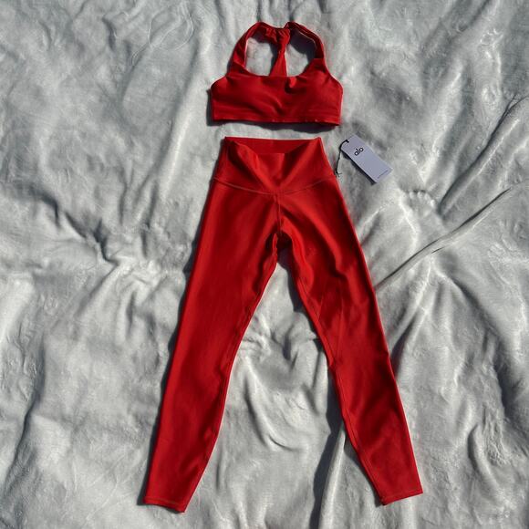 Alo Yoga 7/8 Airlift Leggings Red Hot Summer Sz XS Advantage Racerback Bra Sz S - Picture 11 of 16